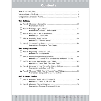 Daily 6-Trait Writing Workbook, Grade 3