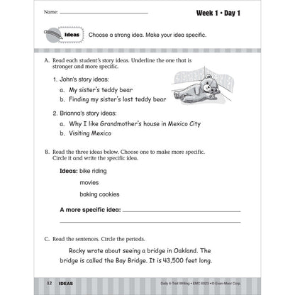 Daily 6-Trait Writing Workbook, Grade 3