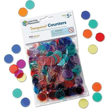 Learning Resources Transparent Color Counting Chips - 250 Pieces