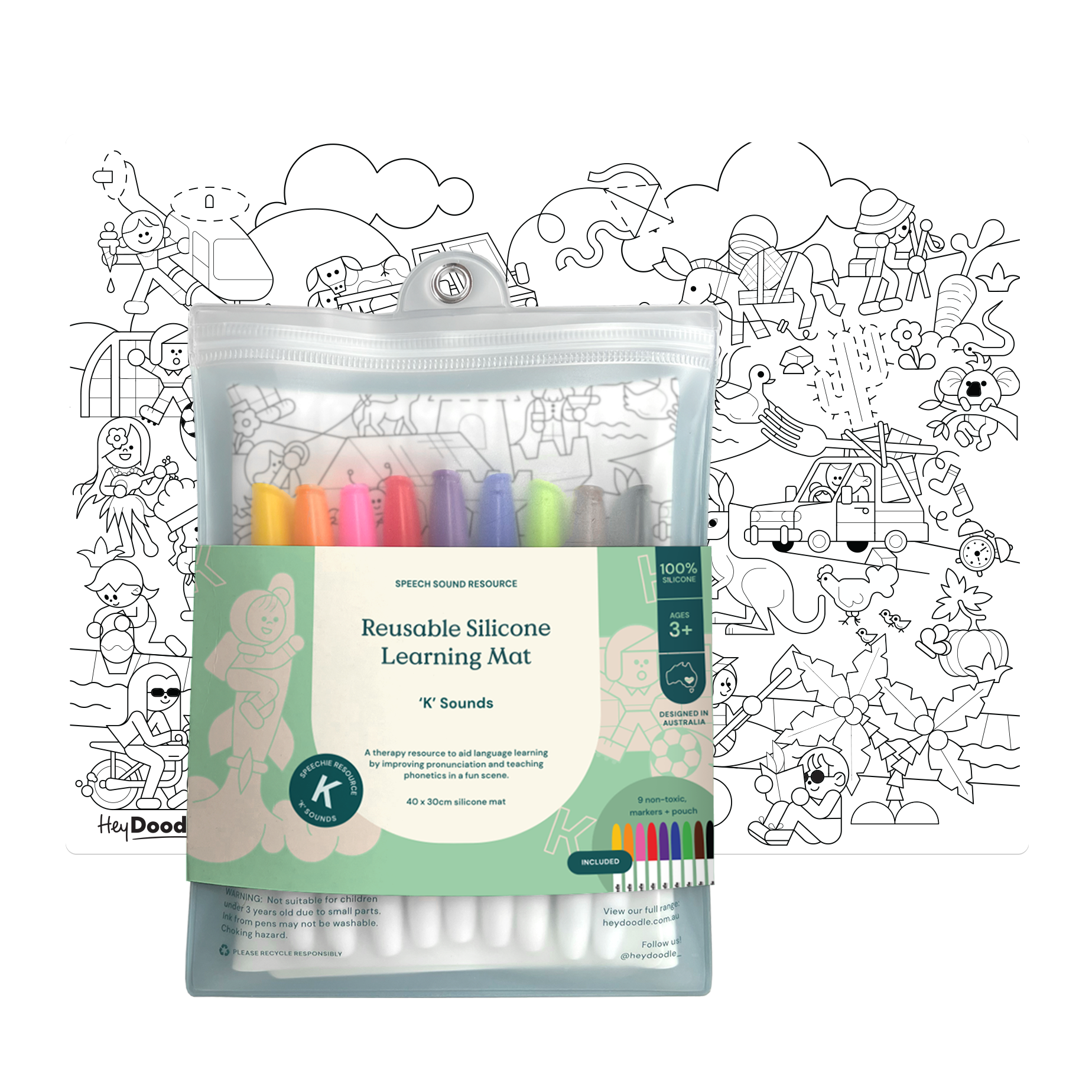 Hey Doodle 'K' Sounds Speech Therapy Coloring & Doodle Mat