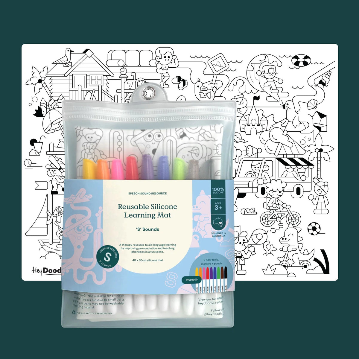 Hey Doodle 'S' Sounds Speech Therapy Coloring & Doodle Mat