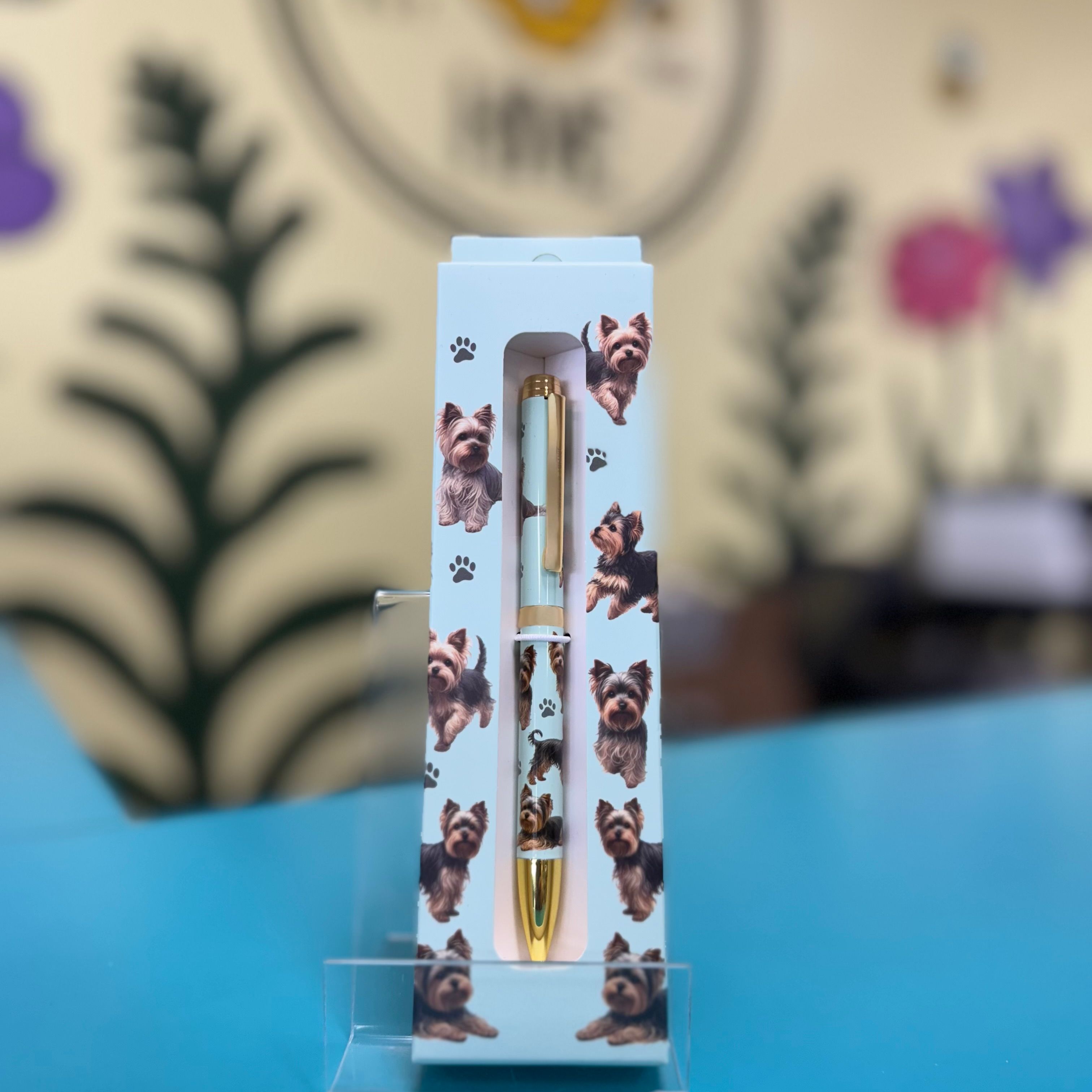 E&S Pets Ballpoint Pen: Yorkshire Terrier Teal