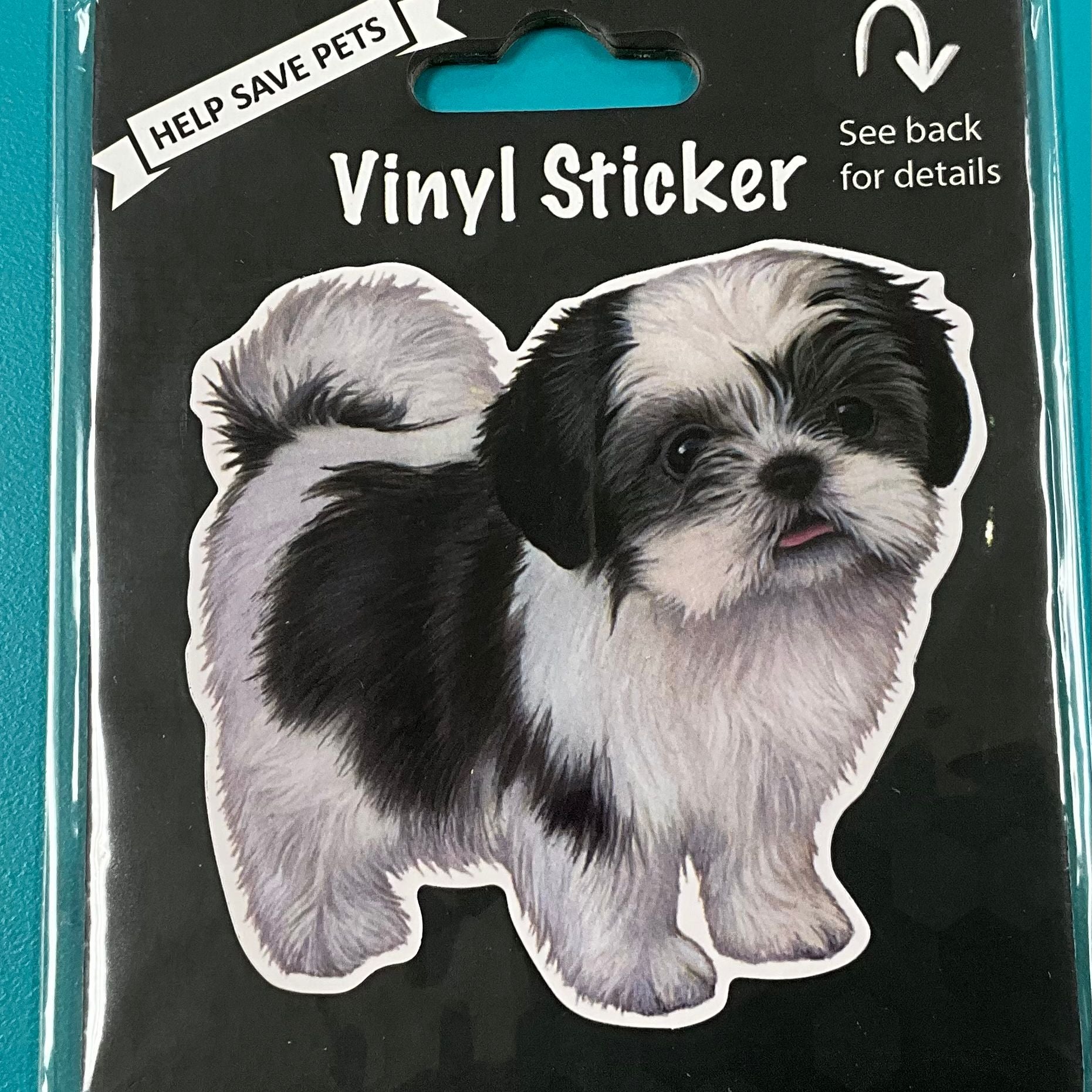 Vinyl Sticker: Shih Tzu, Black & White Puppy
