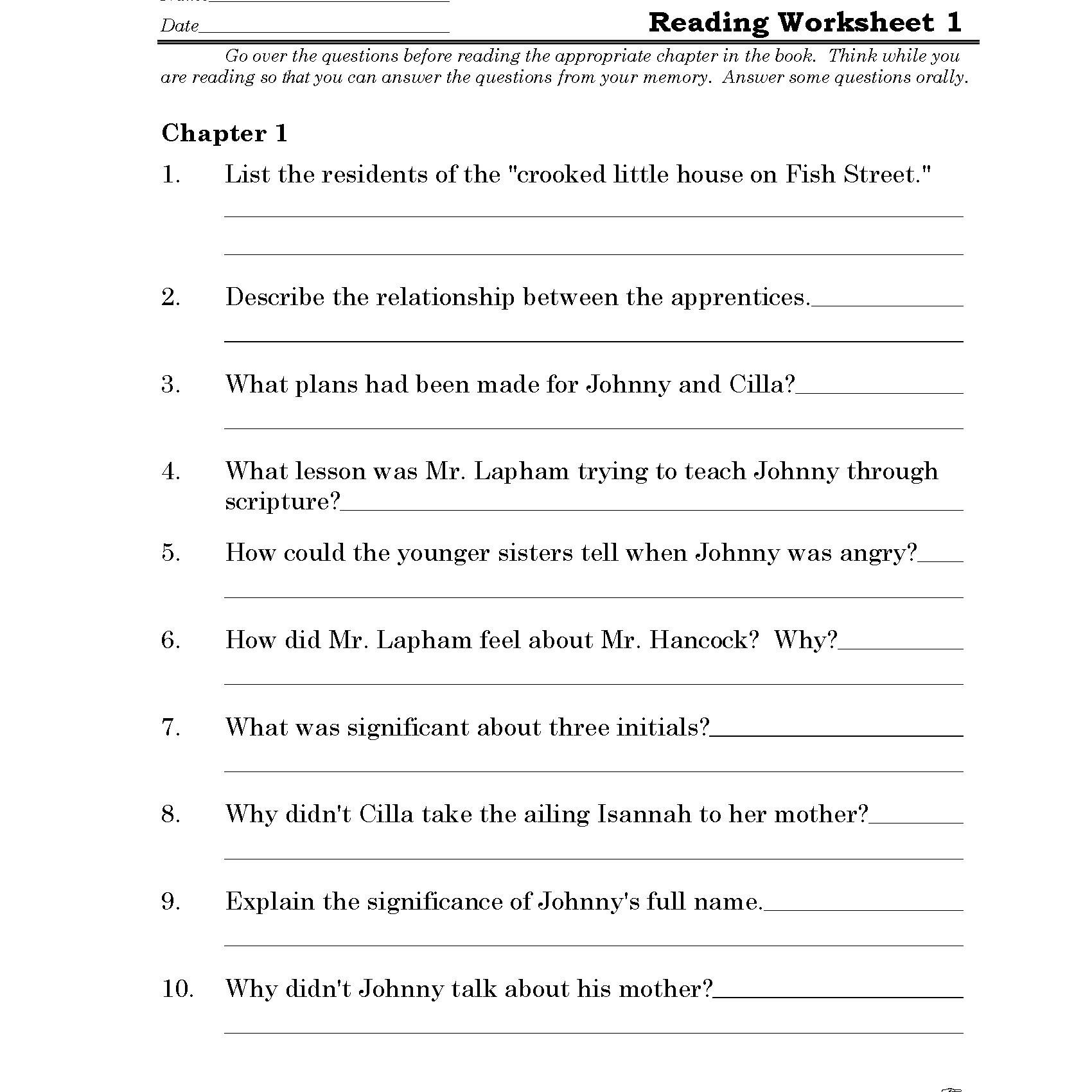Johnny Tremain Discovery Guide