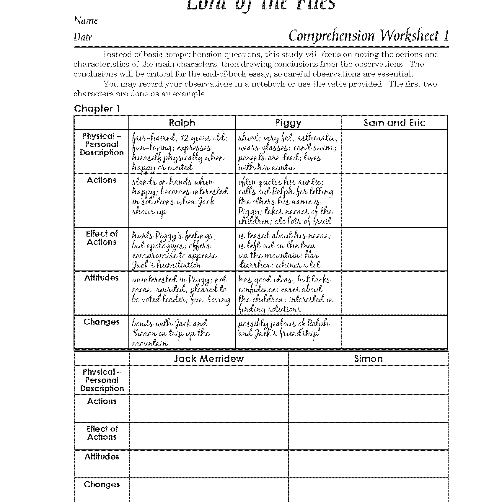 Lord of the Flies Discovery Guide