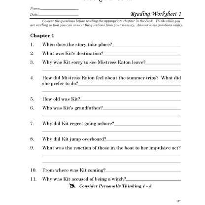 The Witch of Blackbird Pond Discovery Guide