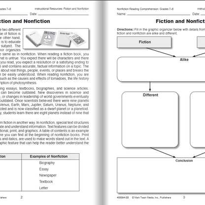 Nonfiction Reading Comprehension Workbook, Grades 7 - 8