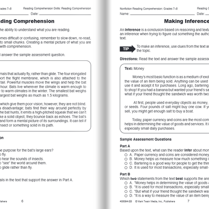 Nonfiction Reading Comprehension Workbook, Grades 7 - 8