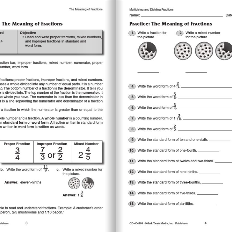 Multiplying and Dividing Fractions Workbook, Grades 5 - 8
