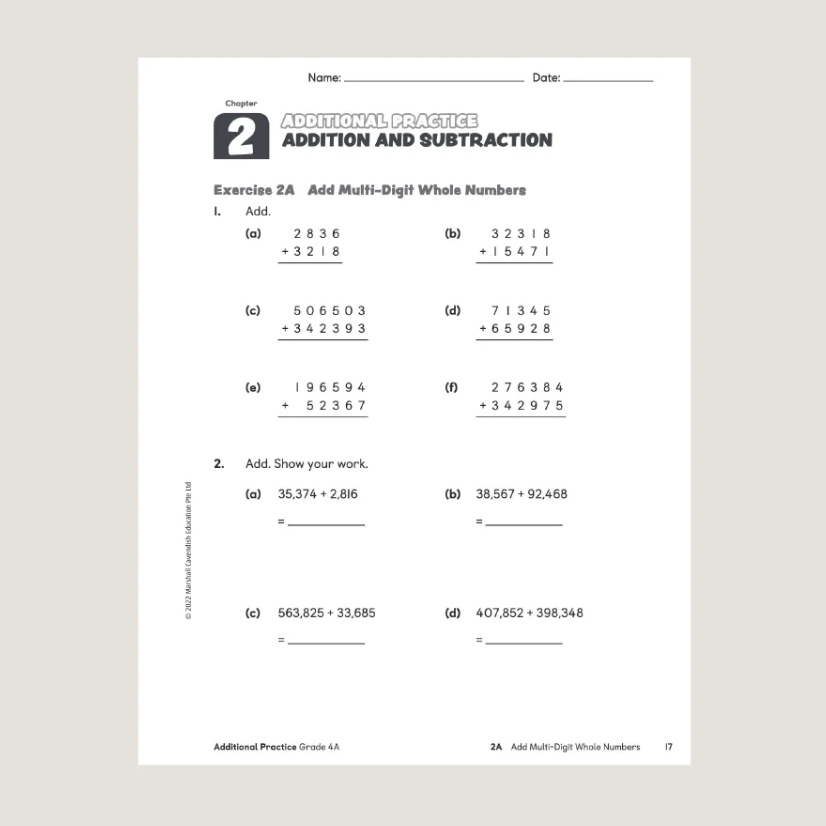 Primary Mathematics Additional Practice 4A (2022 Edition) Workbook