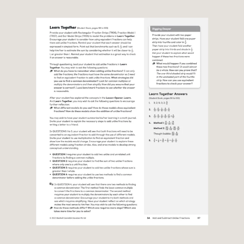 Primary Mathematics Home Instructor’s Guide 5A (2022 Edition)
