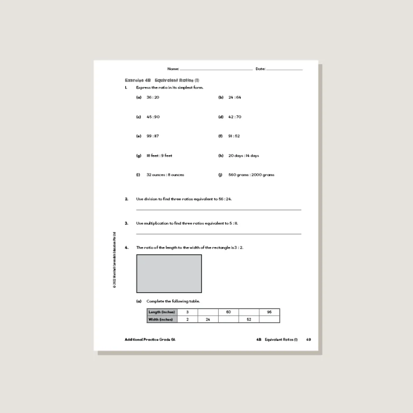 Primary Mathematics Additional Practice 6A (2022 Edition) Workbook