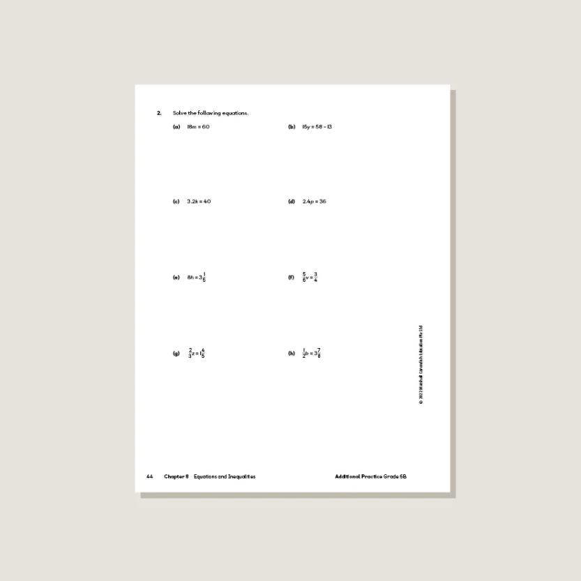 Primary Mathematics Additional Practice 6B (2022 Edition) Workbook