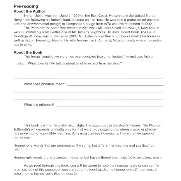 The Phantom Tollbooth Writing Guide