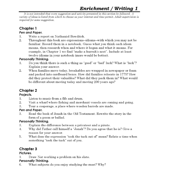 Carry On, Mr. Bowditch Discovery Guide