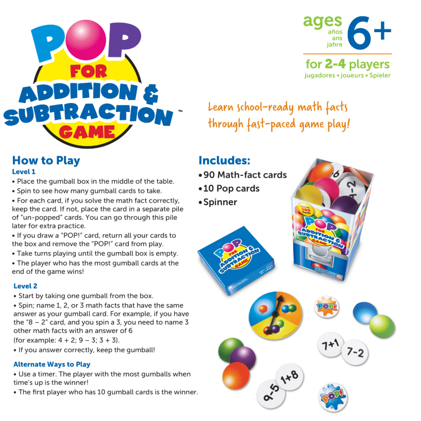 POP for Addition and Subtraction Game