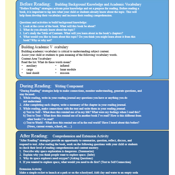 Space Explorers Reader (Grades 4–8)