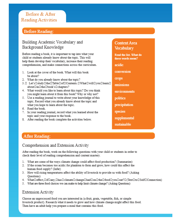 Climate Change and Food Production Reader Grade 4-8