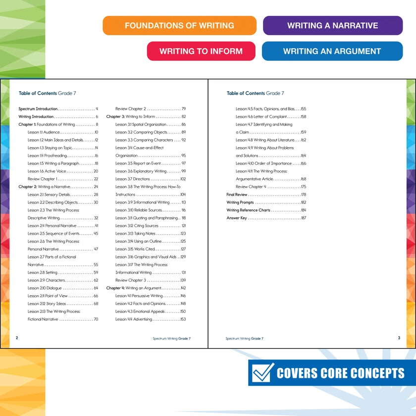 Spectrum: Writing Workbook, Grade 7