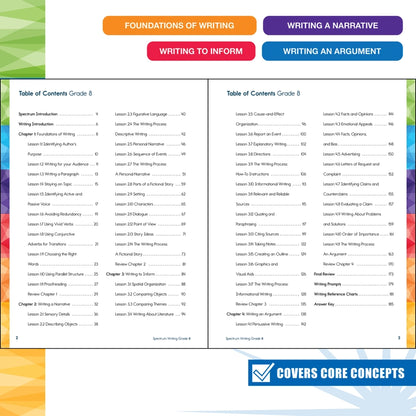 Spectrum: Writing Workbook, Grade 8