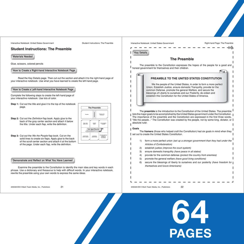 Interactive Notebook: United States Government Book, Grades 5-8