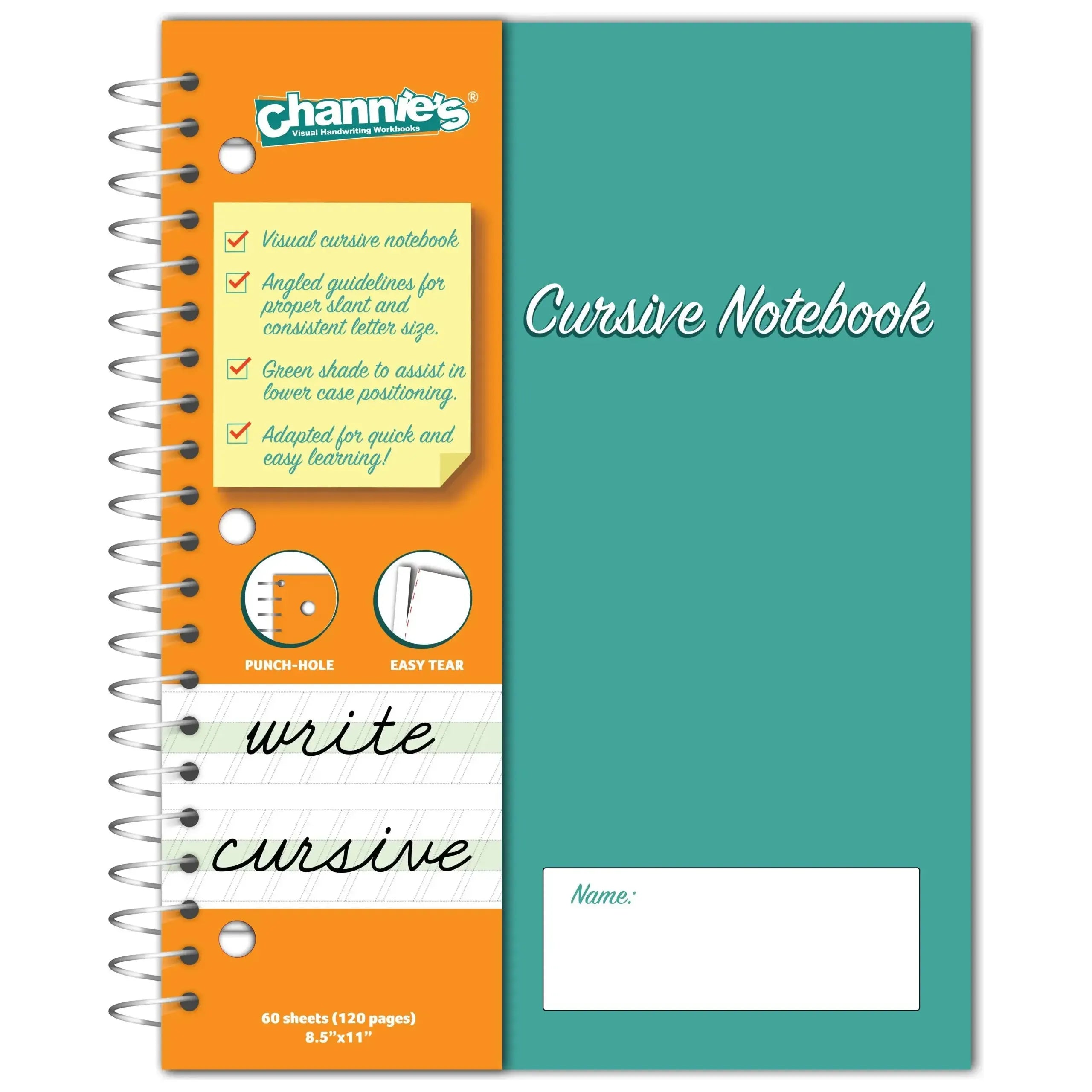 Channie's Visual Cursive Notebook 120 Pages Easy To Learn Practice Cur ...