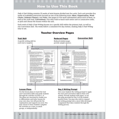 Daily 6-Trait Writing Workbook. Grade 6