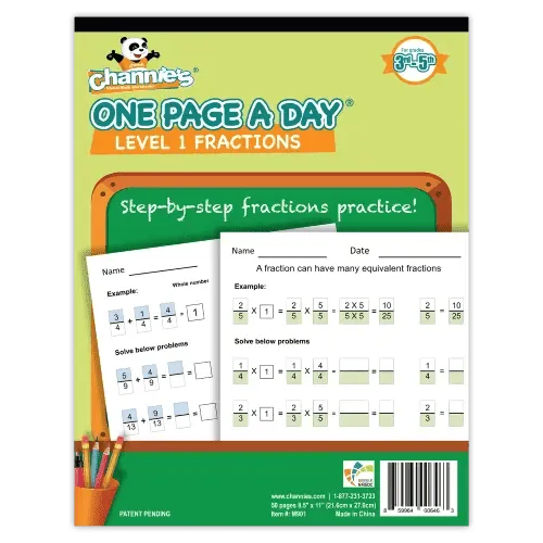 Channie's: One Page A Day Beginning Fractions Math Workbook