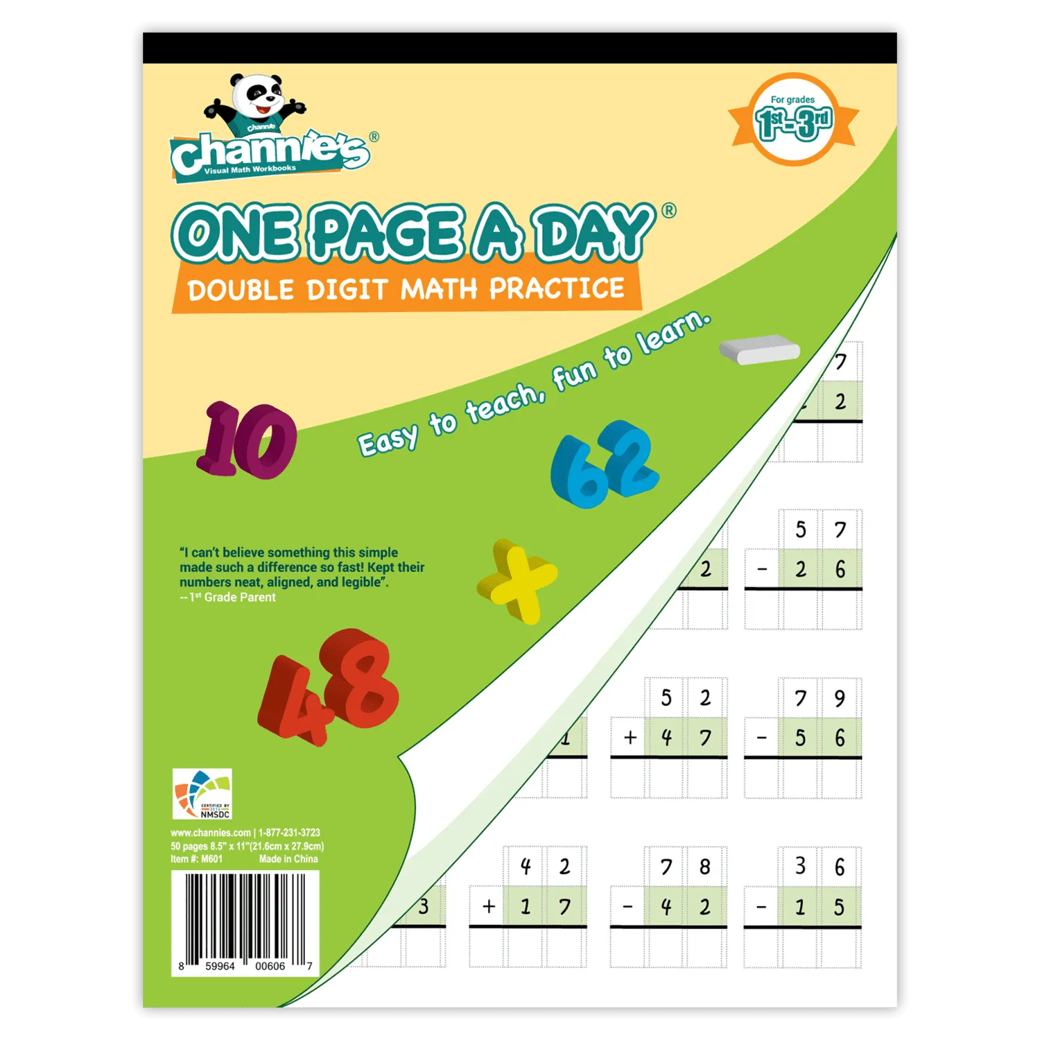 Channie's: One Page A Day Double Digit Math Workbook