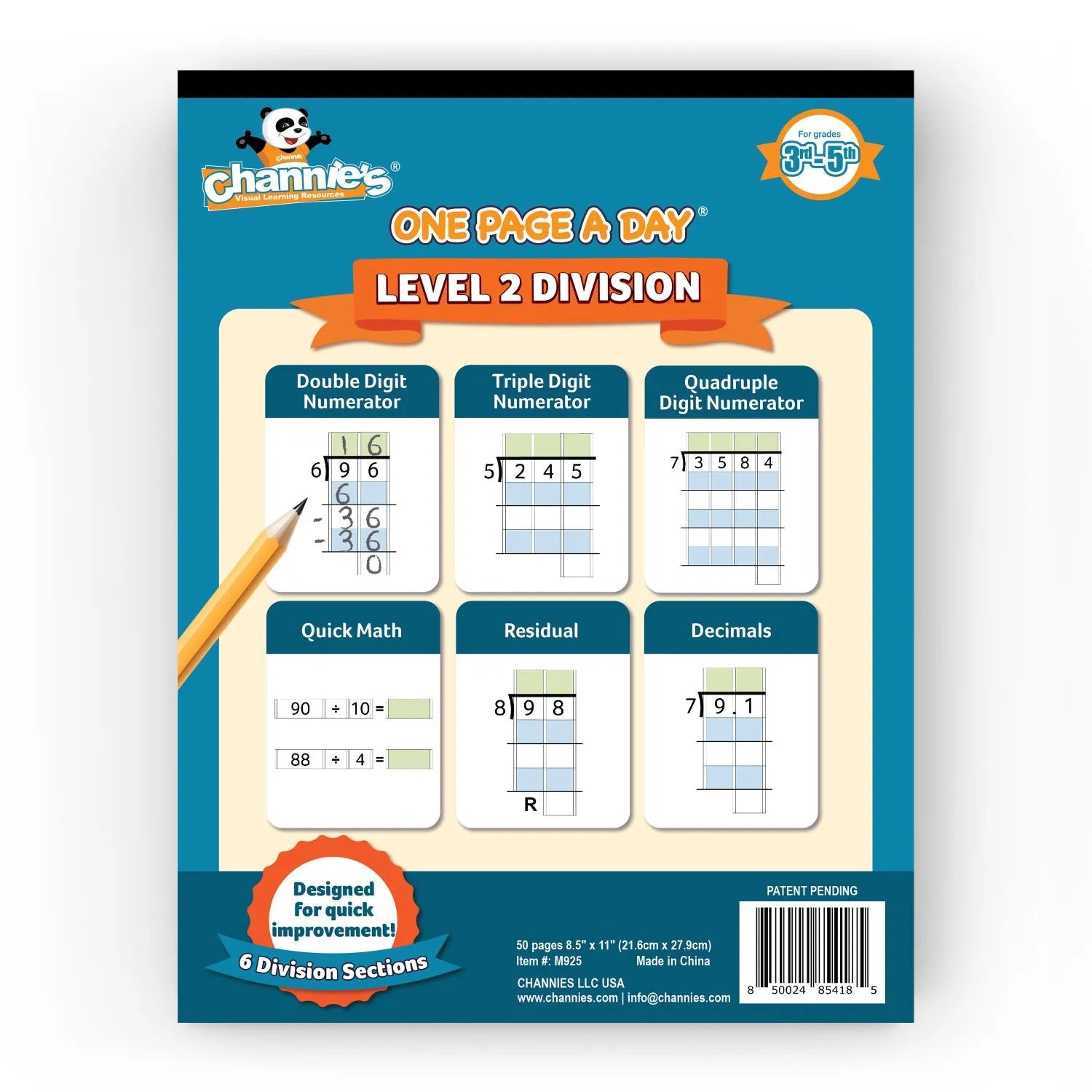Channie's: One Page a Day Level 2 Division Workbook