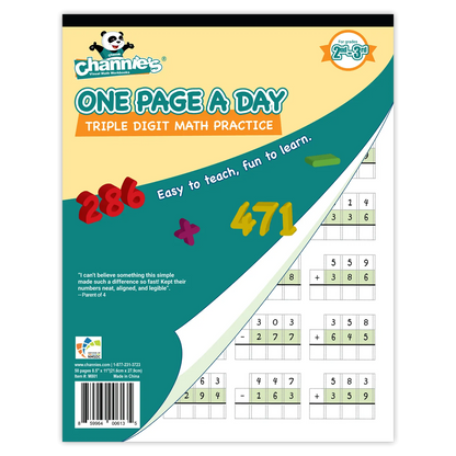 Channie's: One Page A Day Triple Digit Math Workbook